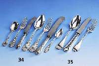 Besteck fÜr 6 Personen, Silber, Österreich um 1870/80, Meistermarke VMS = Mayer`s V. Sohn best. aus: 6 LÖffel, 6 Gabeln und 6 Messer (Klingen ...