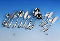 Fischbesteck fÜr 6 Personen, deutsch 800er Silber um 1910, total ca. 635 g, Meistermarke HB,Bes.-Monogr. H, best. aus 6 Fischmesser, 6 ...
