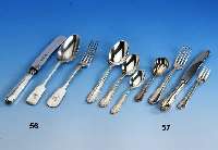 38-teiliges Besteck, 925er Silber, 30er Jahre, bes.-Monogr. E.S., best. aus: 6 Messer (Griffe gefÜllt, Klingen Stahl), 6 Gabeln, 6 LÖffel, 6 ...