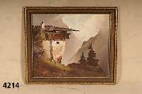 Wendrich, H., bayrisch/Österreichischer Maler, SennerhÜtte im Herbst, gute Interpretation von menschlicher Behausung und ÜbermÄchtiger Natur, ...