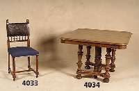 6 StÜhle, FRankreich, um 1890/1900, Nussbaum massiv, klassizistisch, reiche Drechselarbeit, Beine versprosst, Lederbezug z T. ersetzt durch blaue ...
