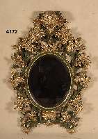 Spiegel, Italien, um 1900, im Rokokostil, typisch florentinischer Stil, Linde, z.T. aus dem Vollholz geschnitzt, grÜn gefÄrbt, gold gehÖht, ...