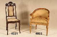 Stuhlsessel, deutsch, um 1900/10, Louis-XVI- Stil, Kirschbaum und Birne massiv, sparsame Schnitzereien z.T. aus dem Vollholz, FÜße 6-fach ...