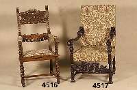Stuhlsessel, Belgien, um 1880/90, sogenan- ntes flÄmisches Barock, nach dem Vorbild von 1720/30, Gestell Hartholz, Eiche, Armlehnen geschnitzt ...
