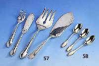 Fischbesteck fÜr 12 Personen, 800er silber, bestehend aus 12 12 fischgabeln und 12 Fisch- messer, 2 Vorlegeteile, Gew. ca. 1465 g