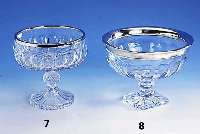 Fußanbietschale, deutsch, Gebr. KÜhn, SchwÄbisch GmÜnd, Umrandung 925er Silber, H ca. 16.5 cm, D ca. 22 cm