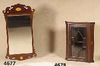 Spiegel, England, um 1870, Weichholz, Maha- gonifurnier, facettierter Spiegel, Einlagen in Birke und Nußbaum, Barockstil, sehr dekorativ , ca. ...