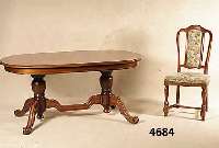 Ausziehtisch mit 6 StÜhlen, Italien, wohl Florenz, im florentinischem Stil, Nußbaum massiv, Barockstil, 2-sÄulig FÜße ausladend, in Veluten ...