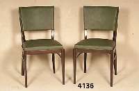 Satz von 6 StÜhlen, ArtDeco, Frankreich, um 1930, Buche massiv, palisanderfarben ge- beizt, dunkel-olivgrÜner Kunstlederbezug, RÜckenlehne ...