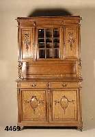 Aufsatzbuffet, Frankreich, um 1890/1900, Eiche massiv, TÜrfÜllungen reich geschnitzt, im Stil von Louis XVI, Aufsatz mittig verglast , 9 ...