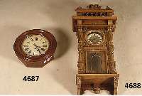 Runde Wanduhr, wohl deutsch, Nußwurzelholz, mit Platinenlaufwerk, Acht-Tage-Werk, signiert mit LKS und Nummer, Lauffunktion nicht ge- prÜft, ...
