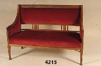 Salonbank, deutsch/Niederlande, um 1900/05, Eiche massiv, klassizistische Form, Lehne 6-fach versprosst, in symetrischer Anordnung, alte ...
