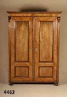Schrank, wohl deutsch, um 1890, Nußbaumfur- nier, zweitÜrig, Alters- und Gebrauchsspuren, ohne SchlÜssel, ca. 169x130x57 cm