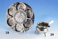 ButterpfÄnnchen, Kopenhagen um 1890, 13-lÖtig, Meistermarke A. Michelsen, Hofjuwelier, Wardeinmarke Groth, Griff Elfenbein, auf 3 FÜßen ...