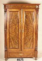 Schrank, deutsch, um 1880/90, GrÜnderzeit, Weichholzkoprus, Front und Seiten auf Rahmen gearbeitet, getreppte Leisten, aufgesetzte LI- senen und ...