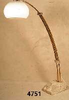 Bogenlampe, 70er Jahre, Design, Fuß Sollnhofer Schiefer massiv, drei Messing- stangen im Plexiglasverbund, Kunststoffschirm ausziehbar, H. ca. ...