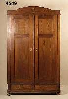 Schrank, deutsch, um 1900, Weichholz, Nuß gebeizt, zweitÜrig, kassettiert, zerlegbar, 2 Sockelschubladen, original BeschlÄge, Altersspuren, ca. ...