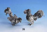 Tischdekoration Hahn und Henne, Silber, geprÜft, total ca. 450 g, naturalist. Aus- arbeitung, Gebr.-Sp. bzw. min. besch., sehr dekorativ
