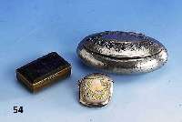 Konvolut: Deckeldose, StreichholzbehÄlter, Achatdose, 1 x 800er Silber, Hammerschlag- verzierung, reiner Jugendsdtil um 1910, teil- vergoldet, 1 ...