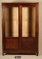 BÜcher- bzw. Vielzweckschrank, deutsch, um 1920, Buche und Weichholz, dunkel gebeizt, 5 EinlegebÖden, 2-tÜrig, mit 3/4 Vitrinenglas, ca. ...