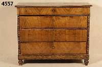 Kommode SpÄtbiedermeier, sÜddeutsch um 1840/45 , 4-schÜbig, Korpus Weichholz, Lisehnen mit halbsÄulen in guter Drechselarbeit, sehr schÖnes ...