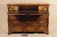 KommodensekretÄr, sÜddeutsch, um 1820/30, Korpus Weichholz/Hartholz, Schreib- bzw. SekretÄrfach schwarz gelackt, Schubladenfront RÜster ...