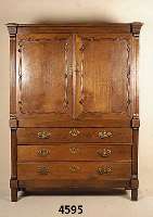 Aufsatzschrank, Holland, um 1810/20, Korpus Weichholz/Hartholz, Front auf Rahmen gearbei- tet, Lisenen 4-fach gerillt in angedeuteten Veluten ...