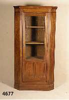 Eckschrank, deutsch, um 1900, Eiche massiv, TÜr auf Rahmen gearbeitet, Leisten einfach ge- treppt, schÖner harmonischer Aufbau, TÜr ver- glast, ...