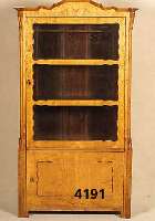 BÜcherschrank, deutsch, um 1870, Birke massiv, z.T. furniert, drei EinlegebÖden, Lisenen mit Reste alten Wurmbefalls, ca. 178x 97x47 cm