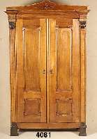 WÄscheschrank, mitteldeutsch um 1860, Korpus Weich- u. Hartholz, Front auf Rahmen gearbeitet, Inletleisten doppelt getreppt, Lisenen in ...