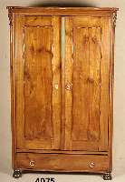 Schrank, wohl deutsch, ca. 1850/60, Kirschholz massiv, 2-tÜrig, Sockelschublade, Alters- und Gebrauchsspuren, ohne SchlÜssel, ca. 186x118x46 cm