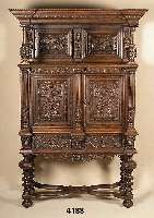 Friesischer Stollenschrank, Niederlande, um 1870, Stil v. Mitte d. 17. Jhdts., Eiche massiv, Eiche furnier, reiches Schnitzdekor m. ...