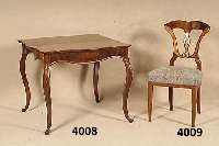 Spieltisch, sÜddeutsch, um 1835/45, Korpus Weichholz, Beine Nußbaum massiv, Zarge ge- schwungen, elegante LinienfÜhrung, Wurzelnuß- furnier ...