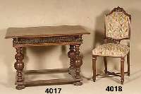 Barocktisch, rheinisch um 1770/80, Korpus Buche, Buche und Nußbaum massiv, reiche Drechselarbeit, Zarge mit Akanthusblatt- verzierung, Platte ...