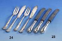 6 FrÜhstÜcksmesser, deutsch um 1900, Prof. Leven, 800er Silber, reiner Jugendstil, Koch & Bergfeld, vgl. Bestecke des Jugend- stils, S. 48, Nr. ...