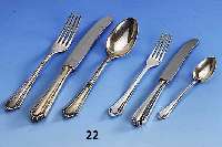 Besteck fÜr 6 personen, deutsch, BSF, 800er Silber, 30er Jahre, best. aus: 6 Messer (Griffe gefÜllt, Klingen Stahl), 6 Gabeln, 6 LÖffel, 6 ...