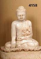 Marmorbuddha, Burma, 1. HÄlfte 19.Jhd., Tempelbuddha Mandalay-Style, diese Skulptur wurde von MÖnchen aus einem Marmorblock ge- meißelt, gut ...