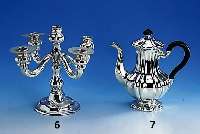 5-flammiger Kerzenleuchter, deutsch, 800er Silber, Barockstil, gefÜllt, 2 Tropfen- fÄnger fehlen, H ca. 25 cm