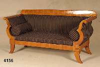 Sofa, Biedermeierstil, nach dem Vorbild von 1830, Kirschbaum, teils massiv, gestreifter Bezug, wohnfertig, handpoliert, sehr bequem, praktisch, ...