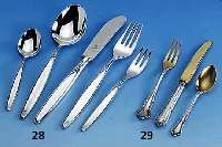 Besteck fÜr 12 Personen, WMF, 800er Silber, 60/70er Jahre, Modell Rom, best. aus: 12 Messer (Griffe gefÜllt, Klingen Stahl), 12 Gabeln, 12 ...