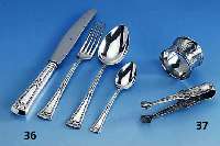 Konvolut: Serviettenring und Zuckerzange, Metall versilbert, um 1900, reiner Jugendstil, 1 x sign. WMF, 1 x wohl WMF, samemlw., Gebr.-Spuren
