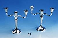 Kerzenleuchterpaar, England, Birmingham 1976, 925er Silber, gefÜllt, H. ca. 21 cm, jew. 3 Brennstellen