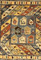 Gabbeh Alt, Persien, ca. Um 1930 Jahre, Wolle auf Wolle, ca. 80 x 75 cm, SchÄtzwert: 550.- EURO, EHZ: 2-3