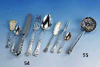 35-teiliges Besteck, deutsch um 1900, 800er Silber, Lutz & Weiss, Pforzheim, Bes.-Monogr. L.E., reiner Jugendstil, best. aus: 4 Messer (Griffe ...