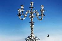 Prunk-Kerzenleuchter, Italien um 1935, 830er Silber, Barockstil, 5 Brennstellen, ungefÜllt, ca. 1460 g, H. ca. 46 x 40 cm, l. verbogen