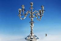 Prunk-Kerzenleuchter, Italien um 1935, 830er Silber, Barockstil, 5 Brennstellen, ungefÜllt, ca. 1460 g, H. ca. 46 x 40 cm, l. verbogen