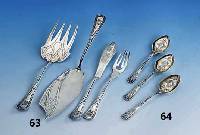 Fischbesteck fÜr 6 Personen, deutsch, WMF um 1900, Legierung 1/0, reiner Jugendstil, Bes.-Monogr. GK, best. aus: 6 Messer, 6 Gabeln und ...