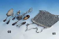 Abendtasche, deutsch um 1900, 800er Silber, jugendstilhafte Ornamentierung gestochen, sammelw.