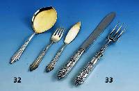 13-teiliges Fischbesteck WMF FÄchermuster, um 1923, 90er Silberauflage, bestehend aus: 5 Fischgabeln, 6 Fischmesser, 2 Vorlege- teile (1 x ...
