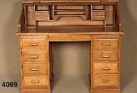 RollbÜro, Holland, im Stil von 1910, Eiche massiv, Eichefurnier, Rollteil geschwungen, ausziehbar, Unterteil mehrere Schubladen, ca. 110x126x66 cm